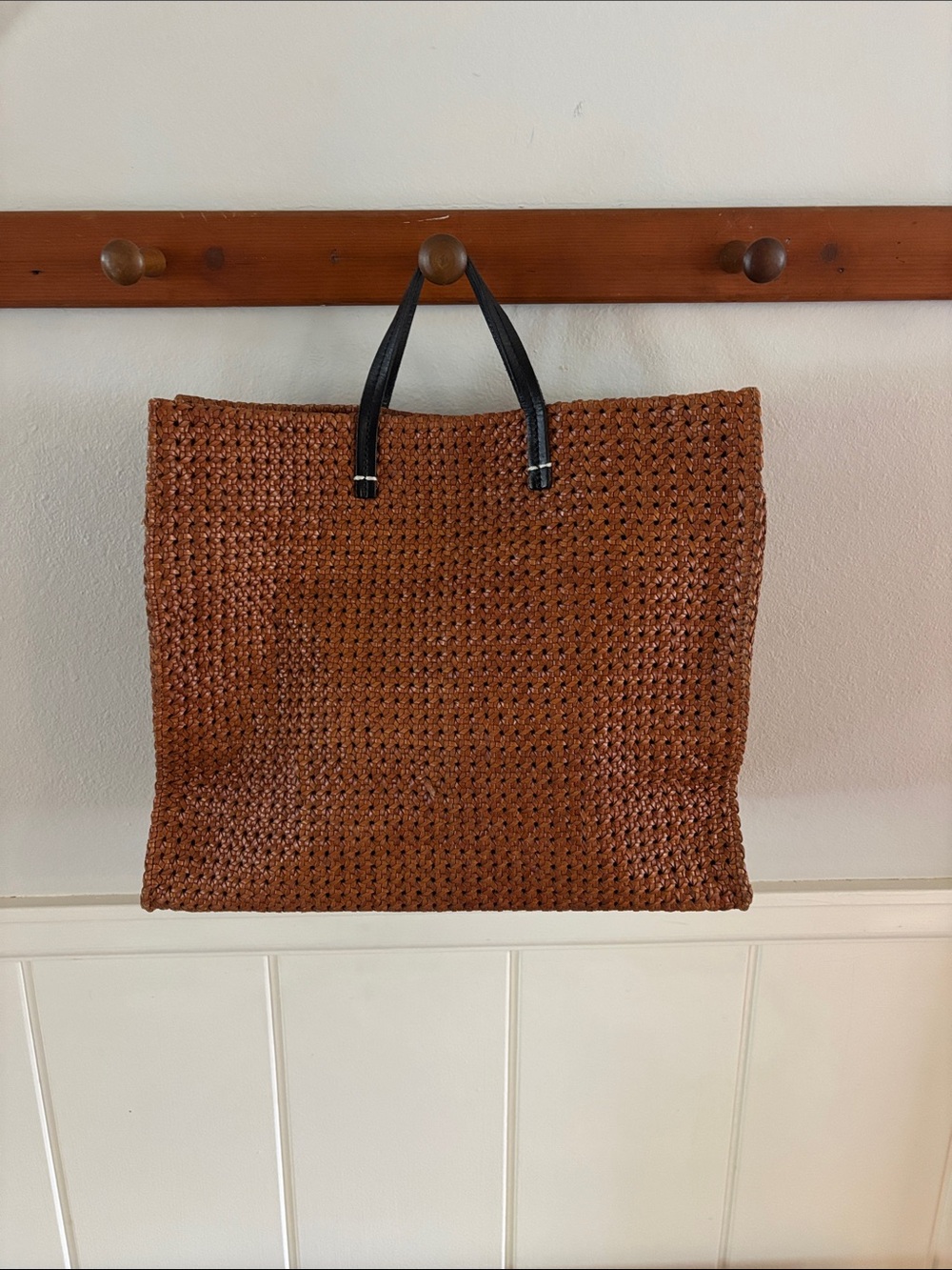 Clare V. Simple Tote Tan Rattan Leather RARE - Picture 3 of 10